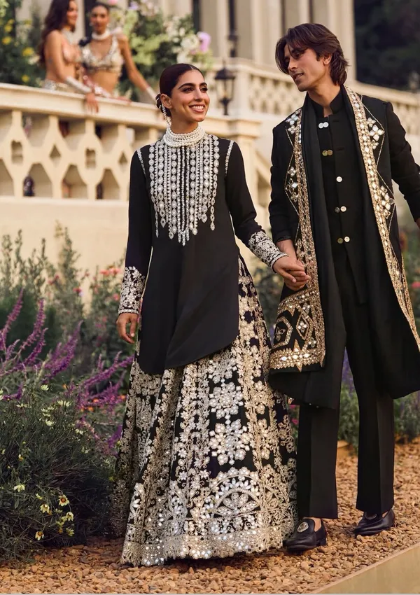 Black_Chinon_Sequence_Embroidered_Lehenga_For_Women