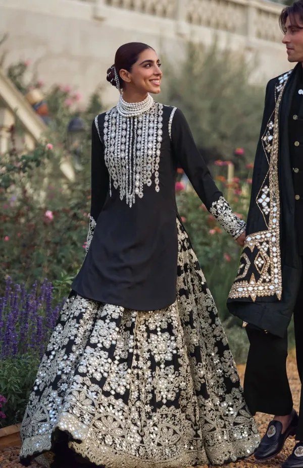Black_Chinon_Sequence_Embroidered_Lehenga_For_Women