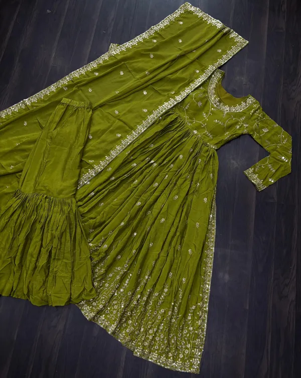 Parrot_Green_Chinon_Sequins_Embroidered_Gown_With_Palazzo_For_Women