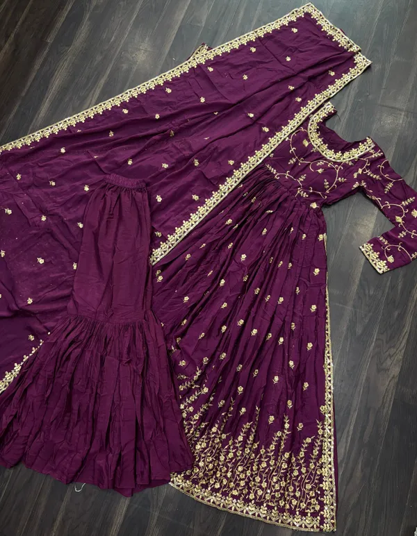 Wine_Chinon_Sequins_Embroidered_Gown_With_Palazzo_For_Women