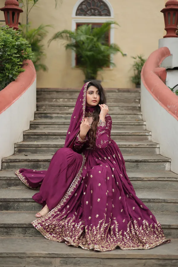 Wine_Chinon_Sequins_Embroidered_Gown_With_Palazzo_For_Women