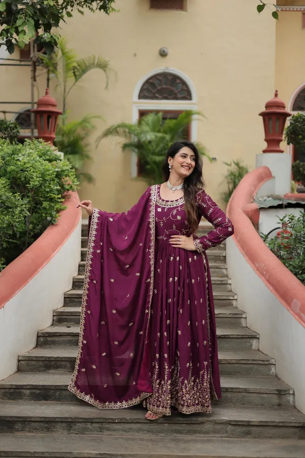 Wine_Chinon_Sequins_Embroidered_Gown_With_Palazzo_For_Women
