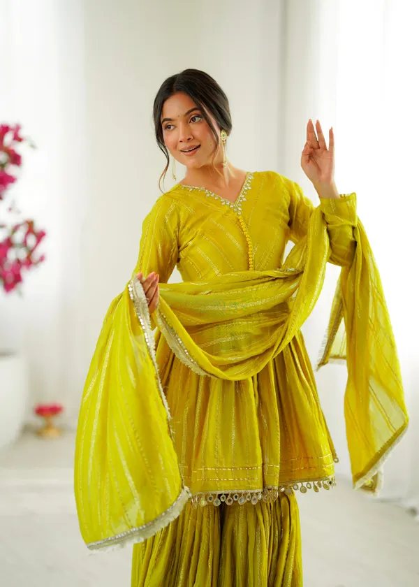 Lime_Yellow_Mul_Chanderi_Sharara_Suit_Set_For_Women