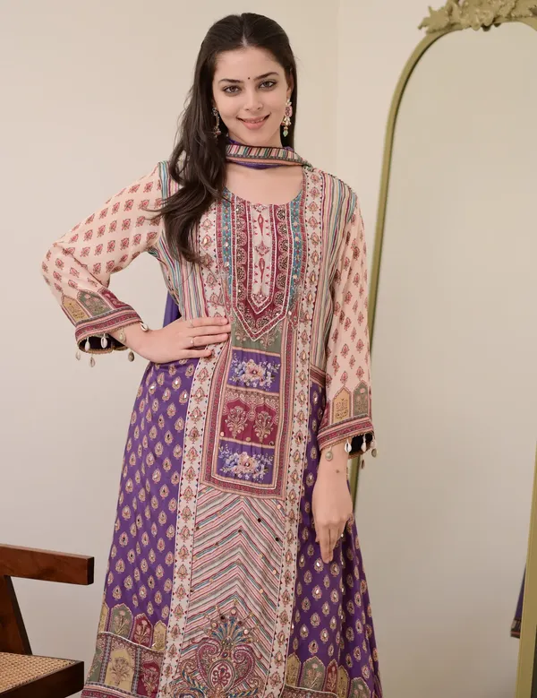 Lavender_Chiffon_Hand_Work_A-Line_Festive_Suit_Set_For_Women