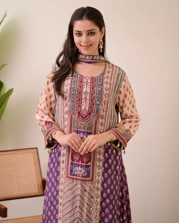 Maroon_Chiffon_Hand_Work_A-Line_Festive_Suit_Set_For_Women