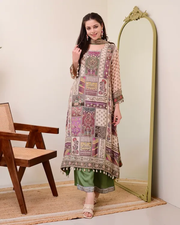 Green_Chiffon_Hand_Work_A-Line_Festive_Suit_Set_For_Women