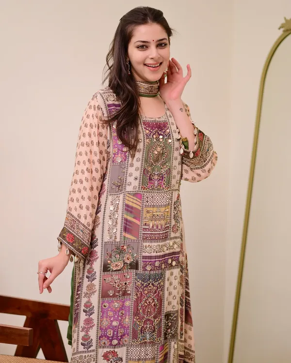 Green_Chiffon_Hand_Work_A-Line_Festive_Suit_Set_For_Women