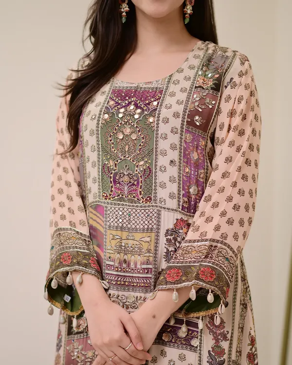 Green_Chiffon_Hand_Work_A-Line_Festive_Suit_Set_For_Women