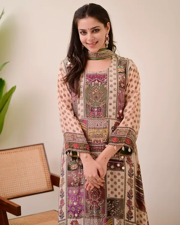 Green_Chiffon_Hand_Work_A-Line_Festive_Suit_Set_For_Women