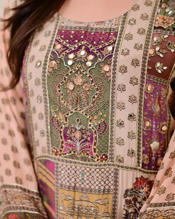 Green_Chiffon_Hand_Work_A-Line_Festive_Suit_Set_For_Women