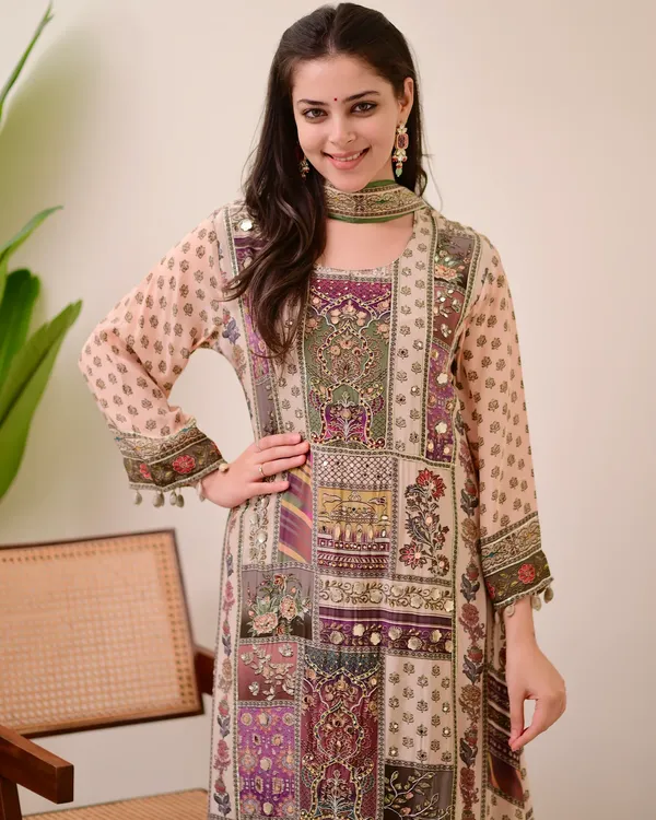 Green_Chiffon_Hand_Work_A-Line_Festive_Suit_Set_For_Women