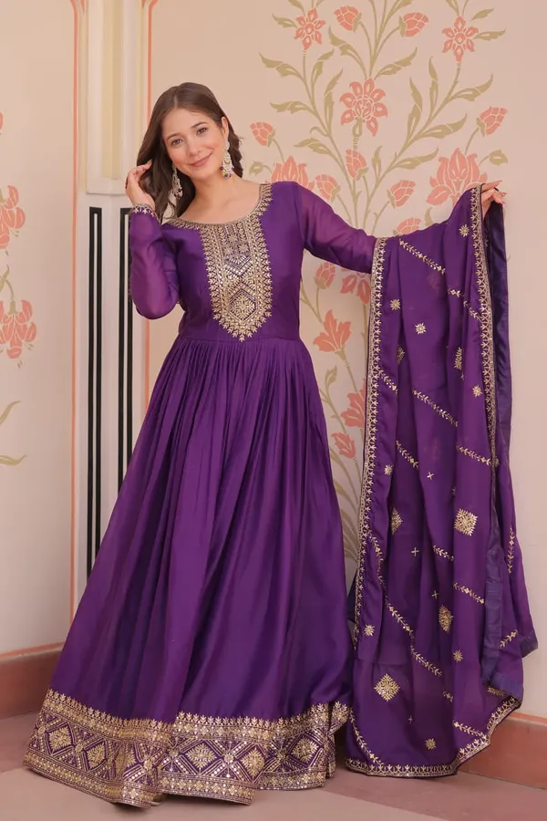 Purple_Embroidered_Georgette_Gown_For_Women