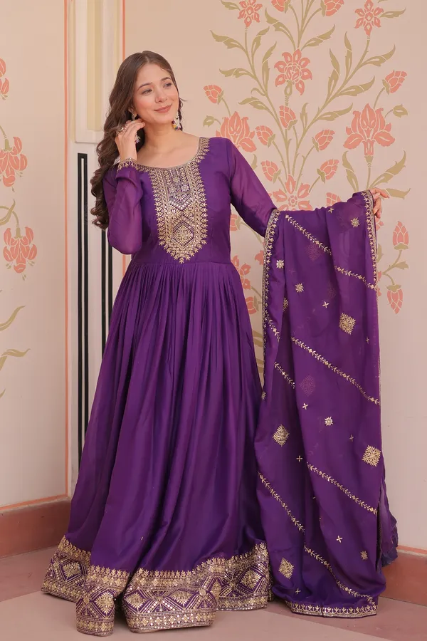 Purple_Embroidered_Georgette_Gown_For_Women