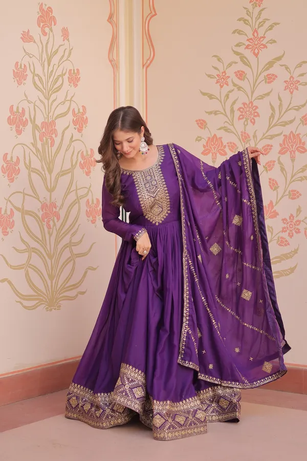 Purple_Embroidered_Georgette_Gown_For_Women