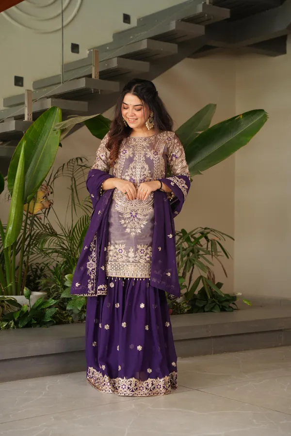 Purple_Coding_Embroidered_Sequence_Work_Sharara_Suit_For_Women