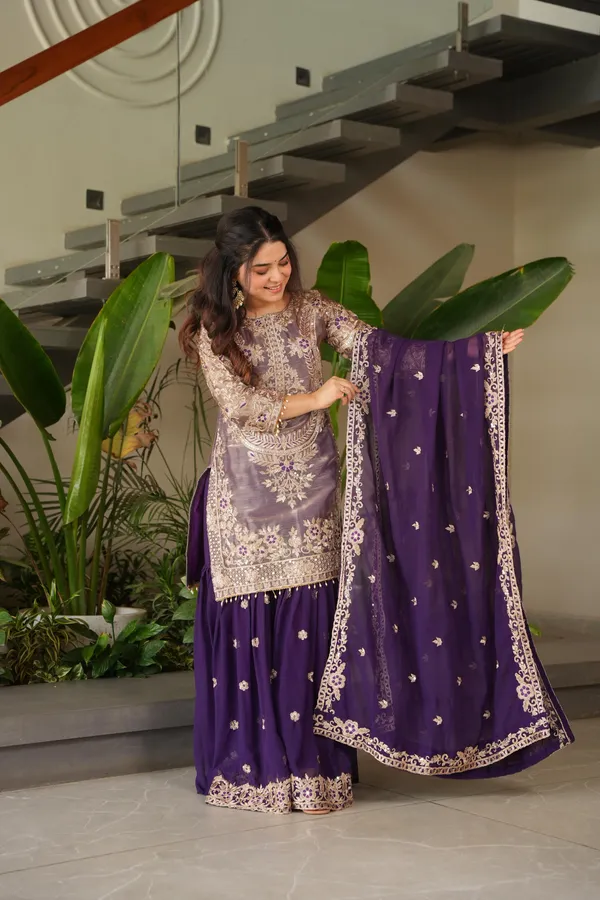 Purple_Coding_Embroidered_Sequence_Work_Sharara_Suit_For_Women