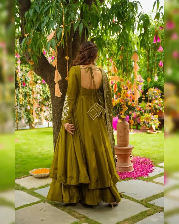 Henna_Green_Shimmery_Festive_Gown_With_Palazzo_For_Women