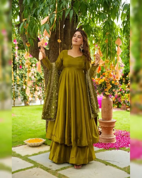 Henna_Green_Shimmery_Festive_Gown_With_Palazzo_For_Women
