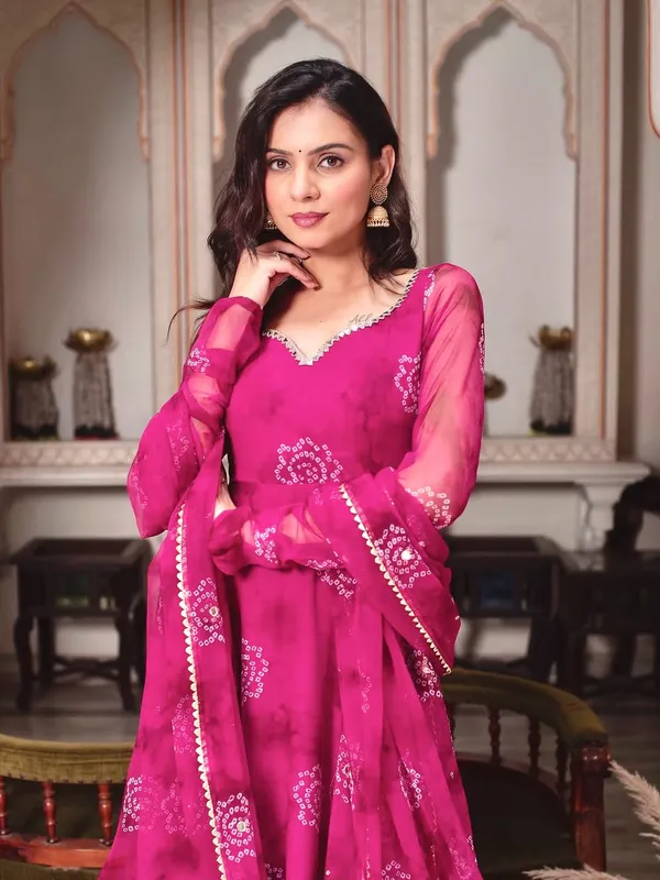 Pink_Bandhej_Festive_Gown_For_Women