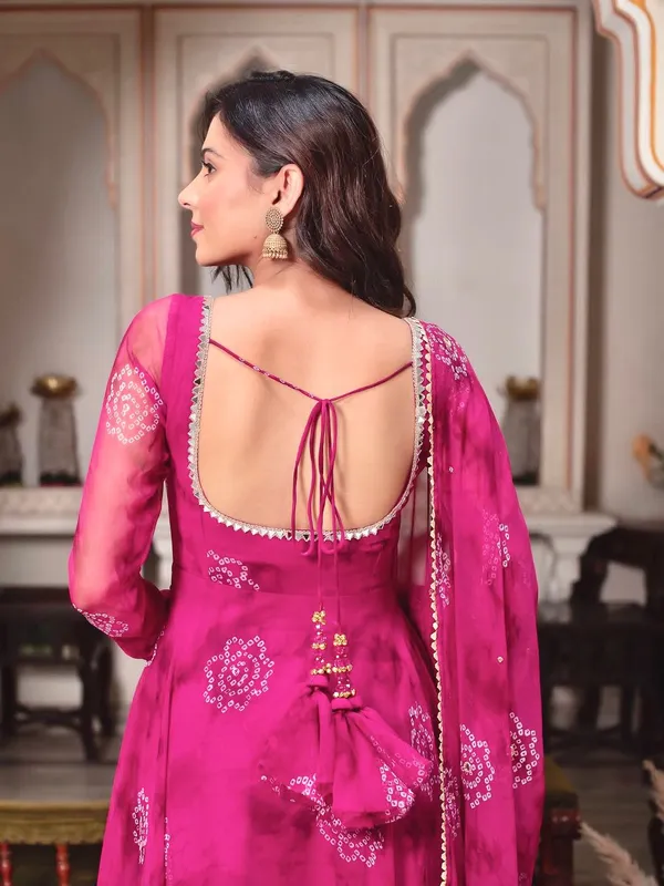 Pink_Bandhej_Festive_Gown_For_Women