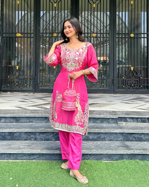 Pink_Roman_Silk_Mirror_Work_Kurta_&_Sharara_For_Women