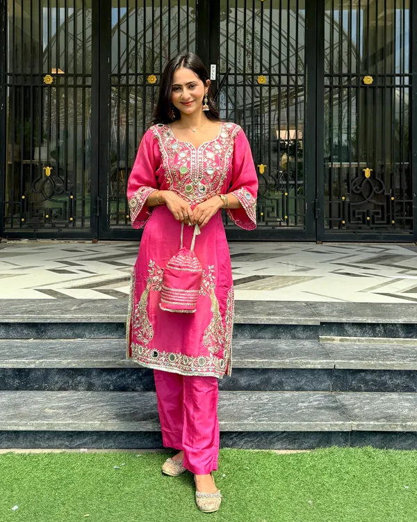 Pink_Roman_Silk_Mirror_Work_Kurta_&_Sharara_For_Women