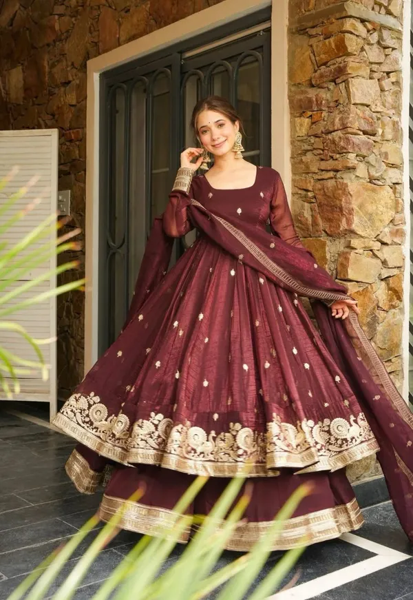Red_Georgette_Embroidered_Festive_Gown_For_Women