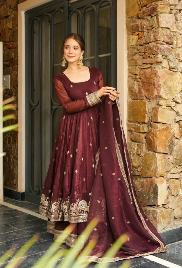 Red_Georgette_Embroidered_Festive_Gown_For_Women