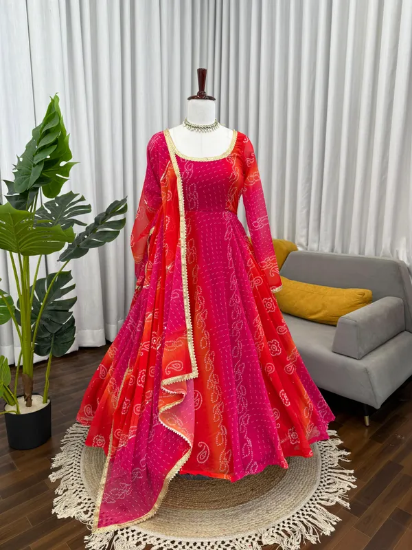 Ombre_Pink_&_Orange_Bandhej_Anarkali_Suit_For_Women