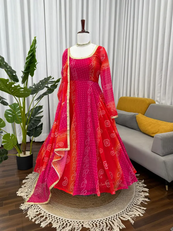 Ombre_Pink_&_Orange_Bandhej_Anarkali_Suit_For_Women