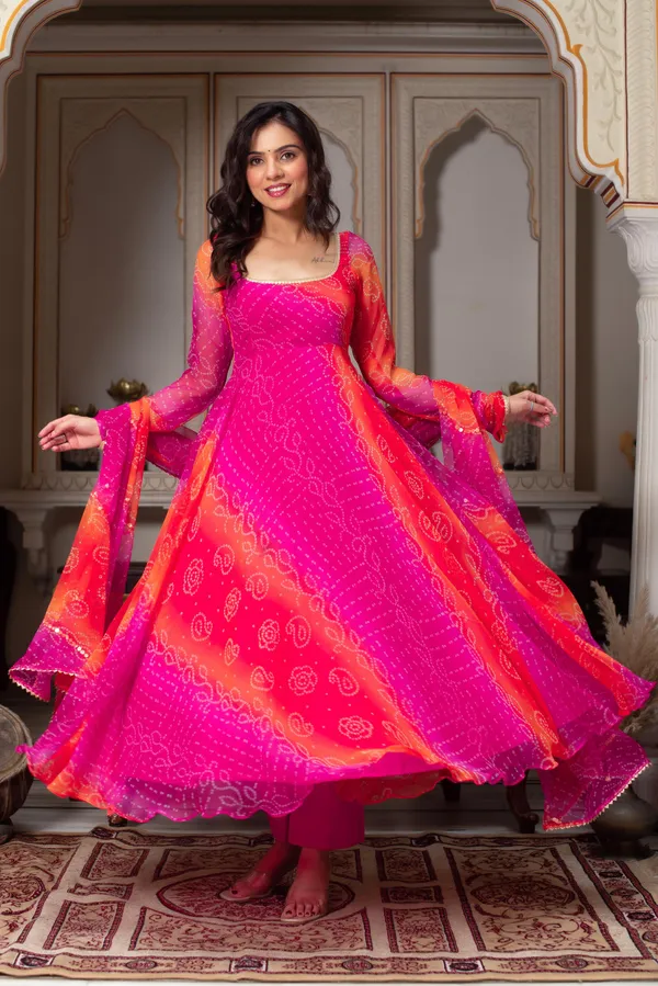 Ombre_Pink_&_Orange_Bandhej_Anarkali_Suit_For_Women
