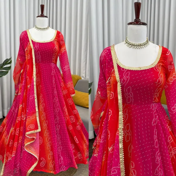 Ombre_Pink_&_Orange_Bandhej_Anarkali_Suit_For_Women
