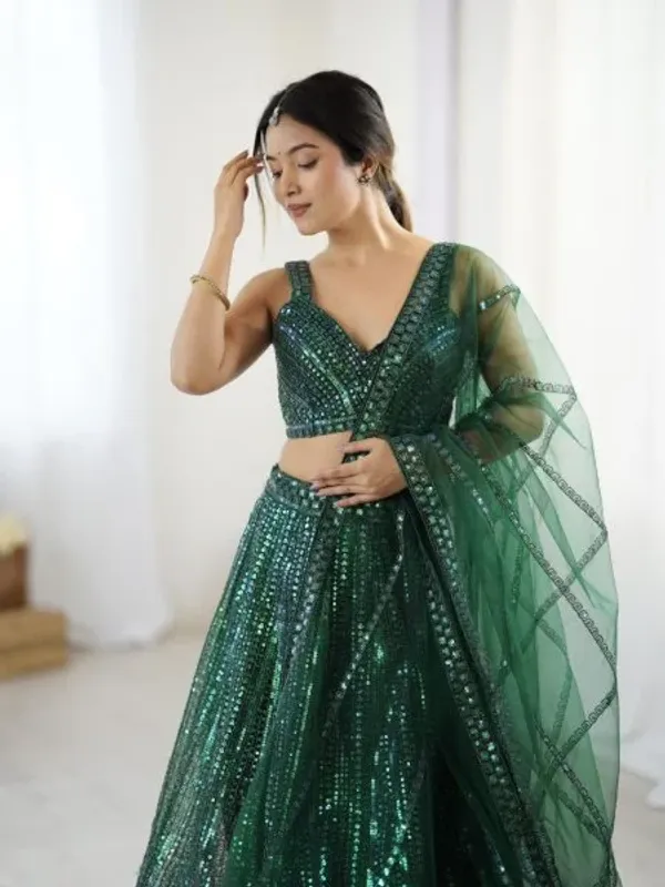 Sparkling_Green_Net_Lehenga_For_Women