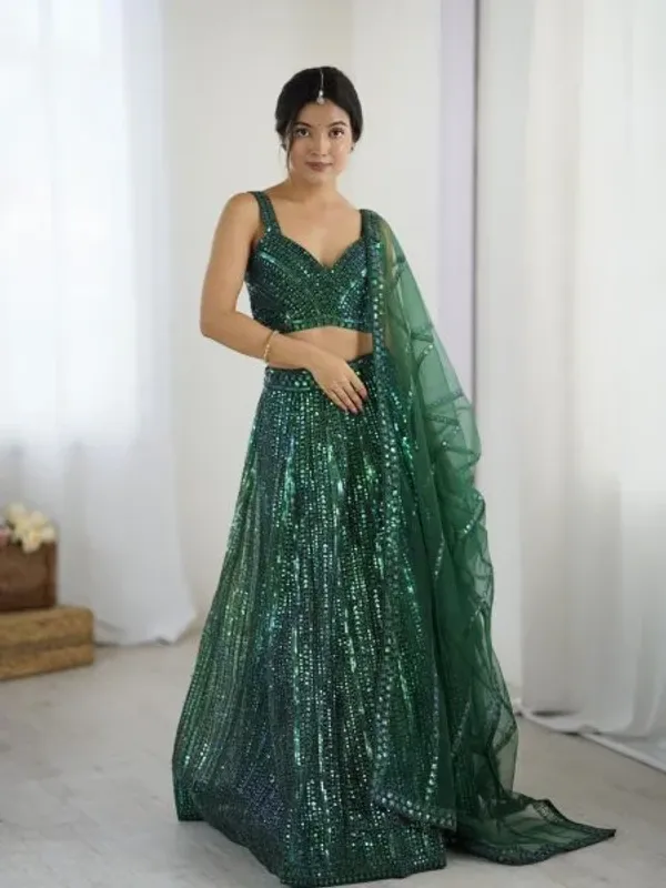 Sparkling_Green_Net_Lehenga_For_Women