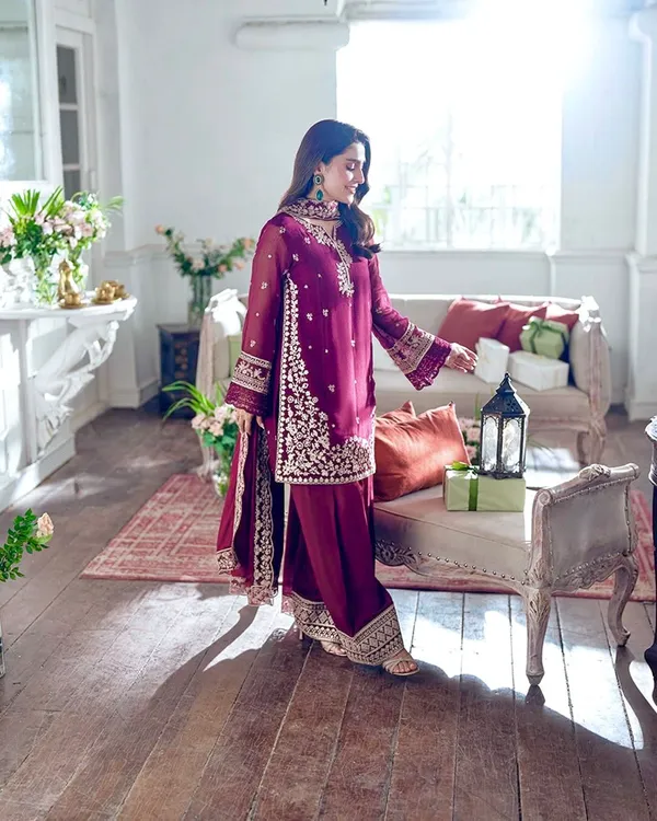 French_Crepe_Embroidered_Sequence_Work_Kurta_Palazzo_Dupatta_Set_For_Women