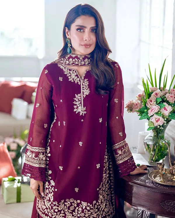 French_Crepe_Embroidered_Sequence_Work_Kurta_Palazzo_Dupatta_Set_For_Women