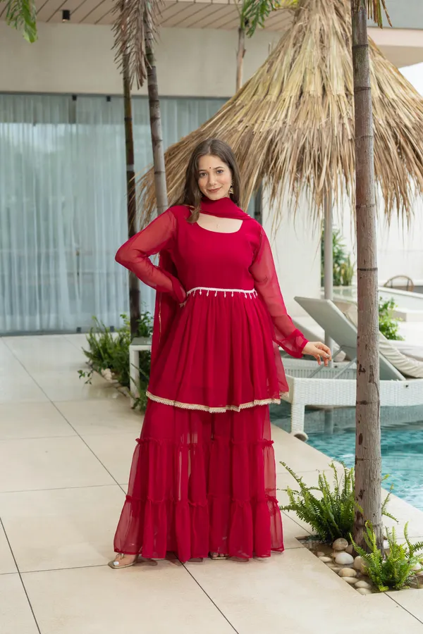 Red_60_Gram_Micro_Cotton_Kediya_Sharara_For_Women