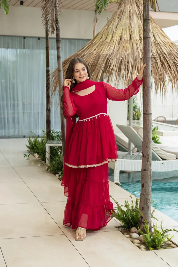 Red_60_Gram_Micro_Cotton_Kediya_Sharara_For_Women