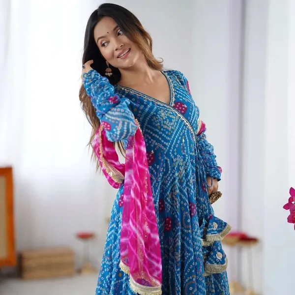 Blue_Georgette_Bandhani_Anarkali_Suit_For_Women