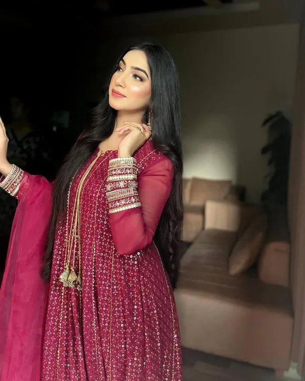 Red_Faux_Georgette_Sequence_Embroidered_Gown_For_Women