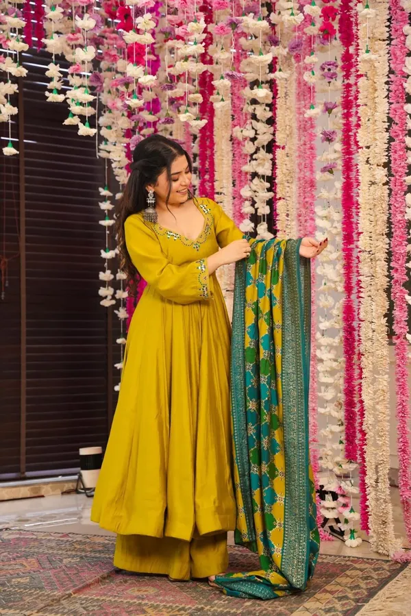 Yellow_Chanderi_Silk_Sequence_Embroidered_Anarkali_Suit_For_Women