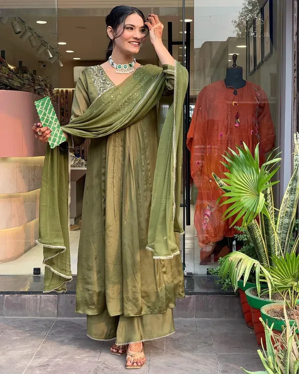 Muted_Earthy_Green_Chinon_Embroidered_Suit_Set_For_Women