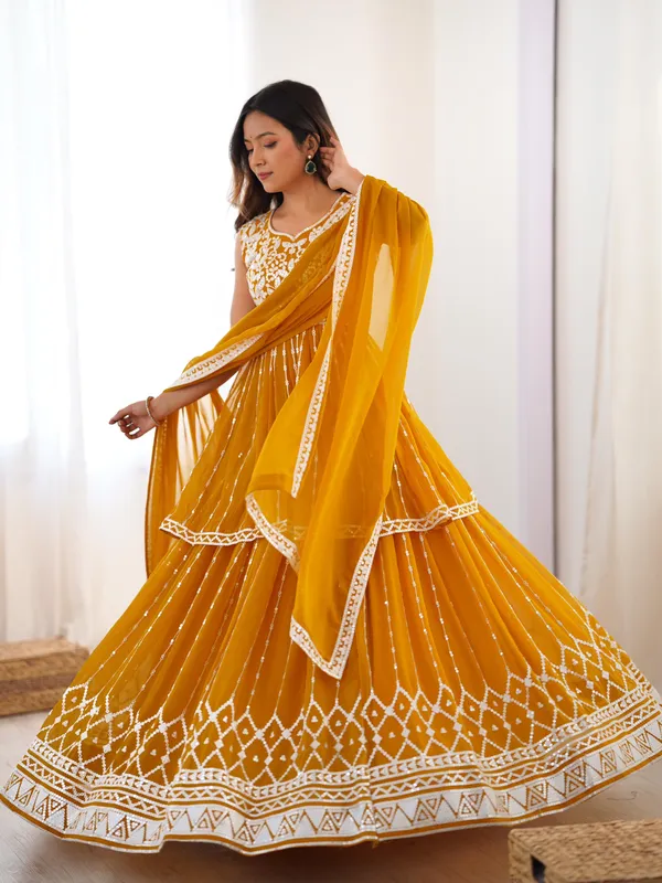 Mustard_Georgette_Thread_Sequence_Work_Sharara_Suit_For_Women