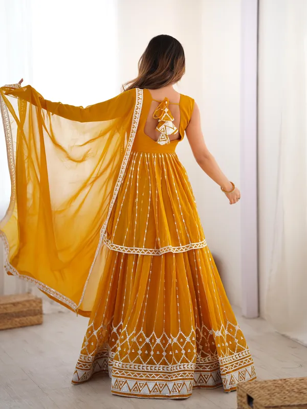 Mustard_Georgette_Thread_Sequence_Work_Sharara_Suit_For_Women