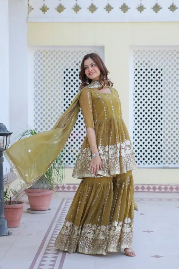 Mustard_Shimmer_Sharara_Suit_With_Dupatta_For_Women