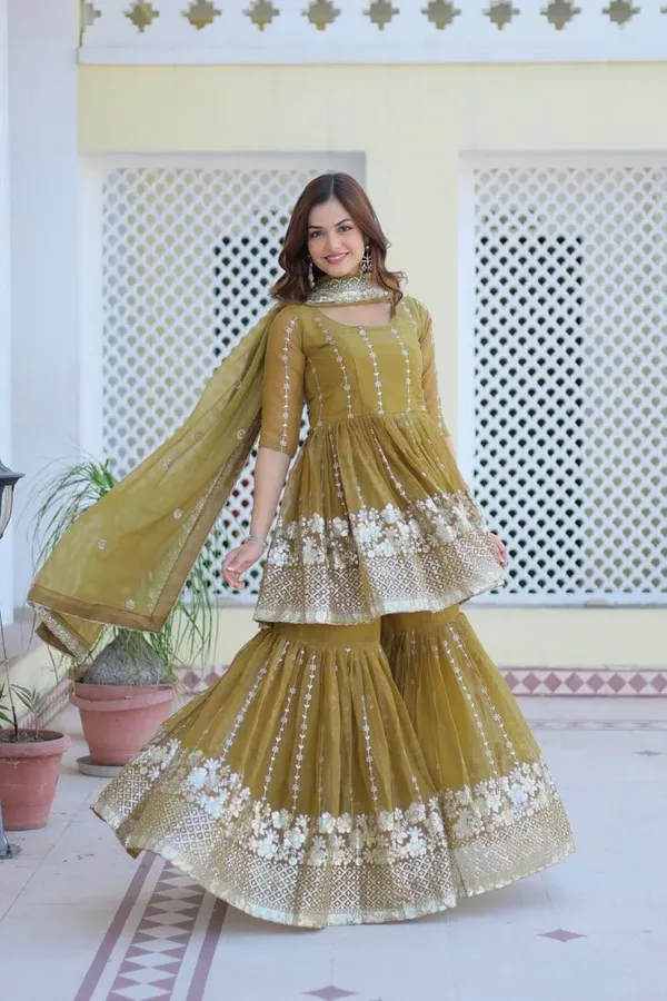 Mustard_Shimmer_Sharara_Suit_With_Dupatta_For_Women