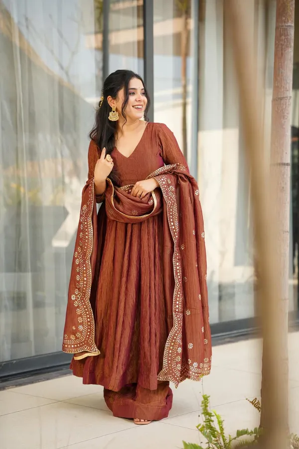 Rust_Orange_Shimmer_Silk_Embroidered_Anarkali_Suit_For_Women