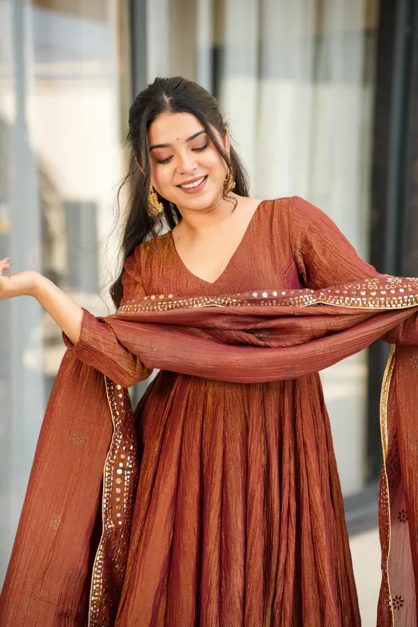 Rust_Orange_Shimmer_Silk_Embroidered_Anarkali_Suit_For_Women