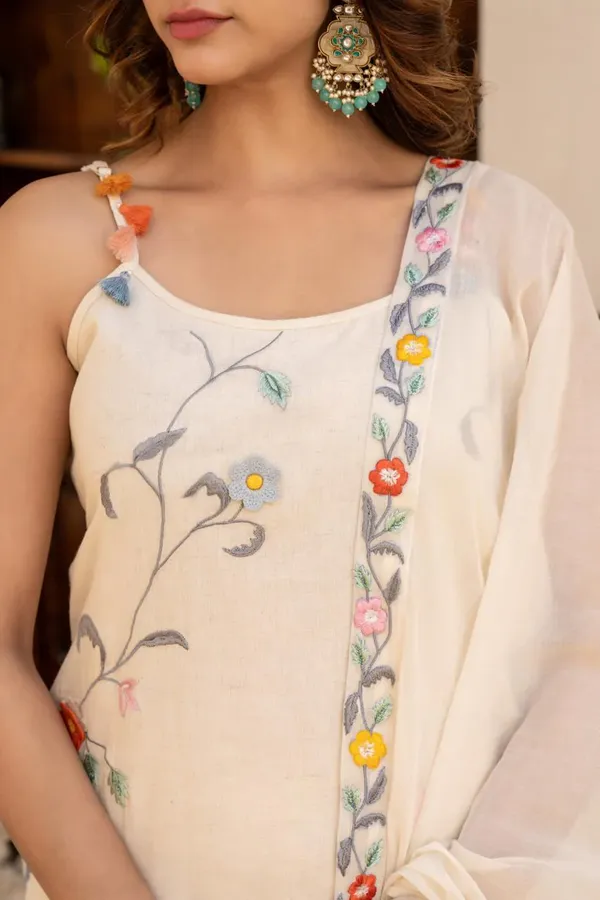 Floral_Strappy_Embroidered_Kurta_Pant_&_Dupatta_For_Women