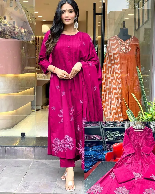Pink_Cotton_Printed_Pantex_Kurta_Pant_&_Dupatta_For_Women